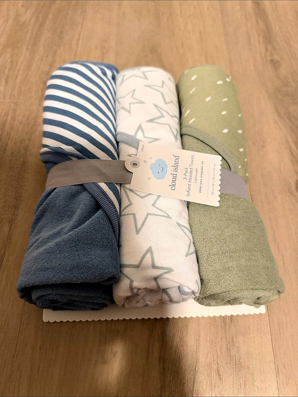 Cloud Island Infant Hooded Towels 3-Pack Blue & Green